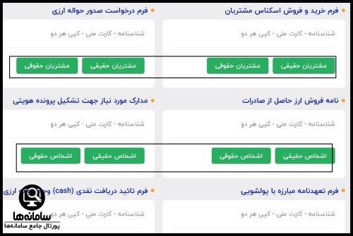 فرم سامانه نوبت دهی ارز دولتی صرافی ملی